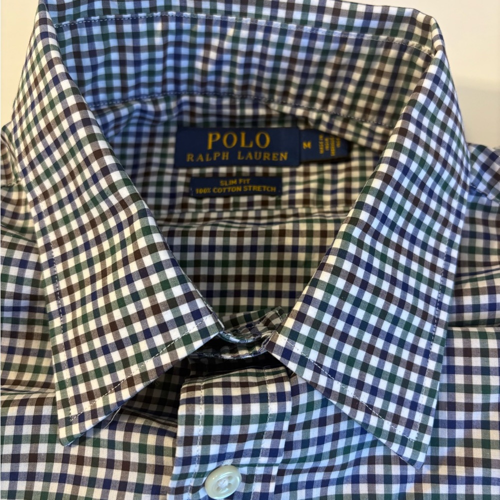 Polo Ralph Lauren Men's Gingham Slim Fit Long Sleeve Plaid Shirt Medium - Picture 3 of 5